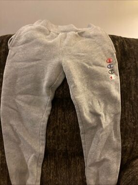 Champion Kids Grey Sweatpants with Multicolor Logo Stacks